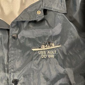 USS AULT DD-698 NAVY VETERAN COACHES EMBROIDERED LIGHTWEIGHT JACKET